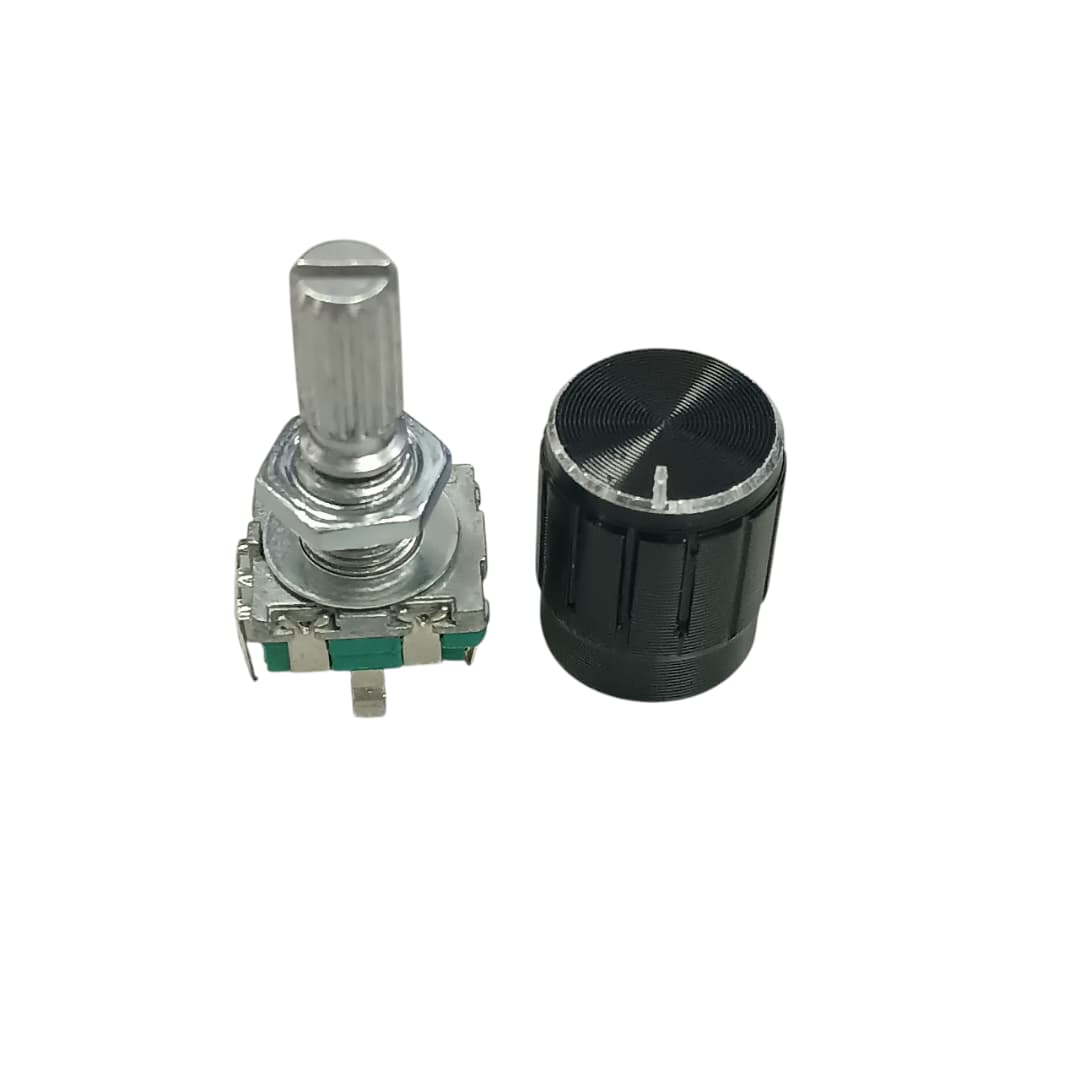 EC11 ENCODER GIRATORIO DE 360 GRADOS, POTENCIÓMETRO DIGITAL DE 5 PINES, LONGITUD 20MM CON BOTÓN PULSADOR, CON TAPA METAL
