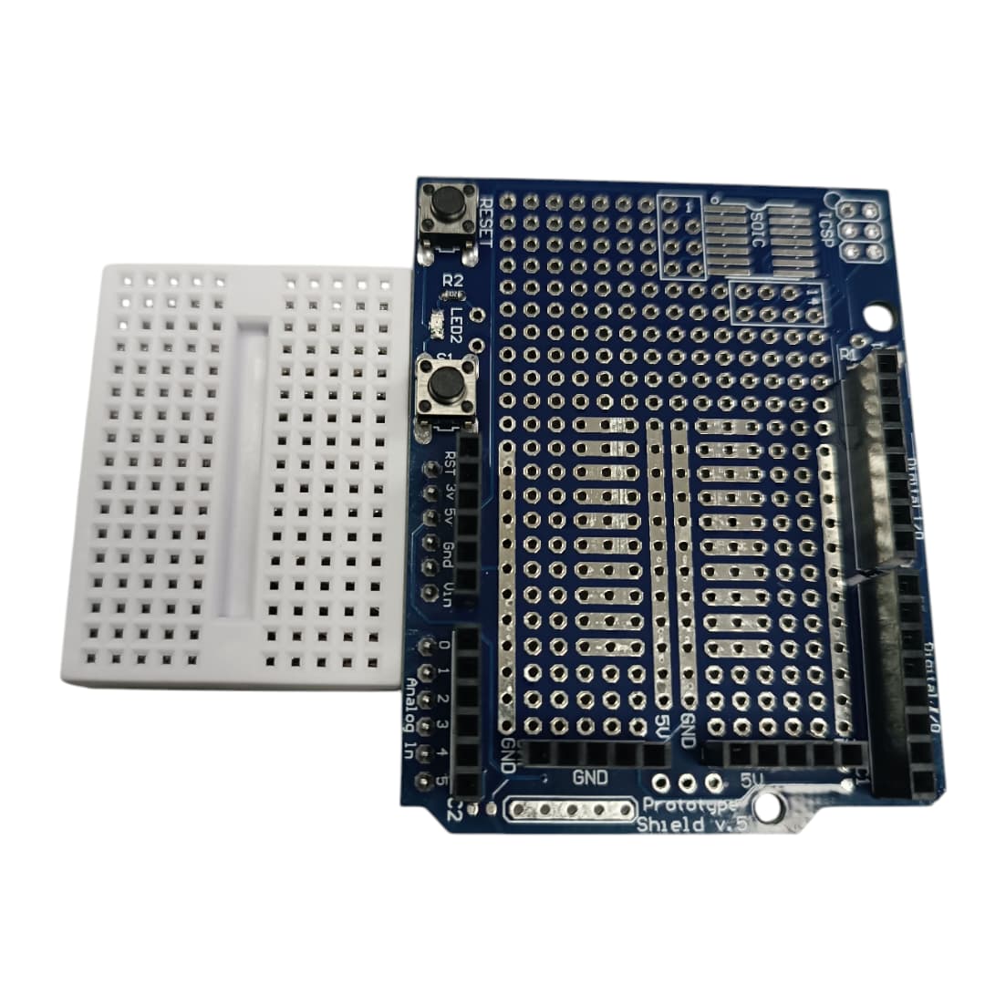 PROTOBOARD 170 PUNTOS SOBRE SHIELD ARDUINO UNO