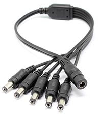 SPLIT 5 CAMARAS ENTRADA HEMBRA PLUS 2.1MM Y 5 SALIDAS MACHO 2.1 MM