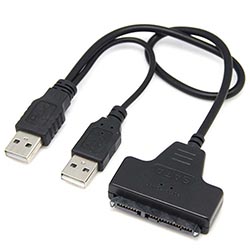 CABLE CONVERTIDOR USB A SATA DOBLE SOPORTA DISCOS SATA DE 2.5 CON CAPACIDAD DE 1TB